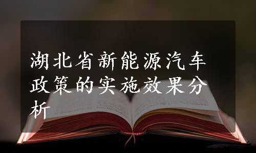 湖北省新能源汽车政策的实施效果分析