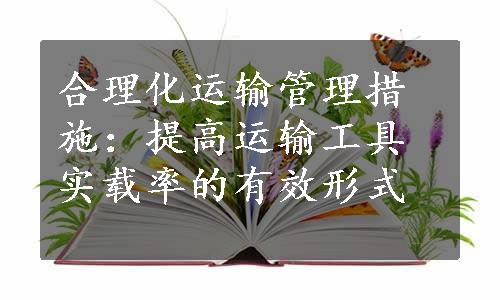 合理化运输管理措施：提高运输工具实载率的有效形式