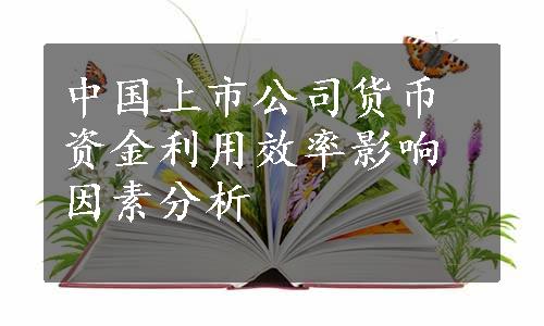 中国上市公司货币资金利用效率影响因素分析