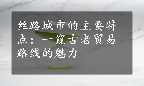 丝路城市的主要特点：一窥古老贸易路线的魅力