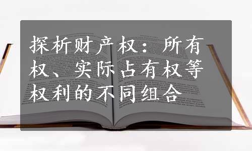 探析财产权：所有权、实际占有权等权利的不同组合