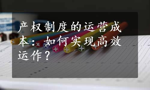 产权制度的运营成本：如何实现高效运作？