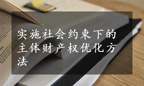 实施社会约束下的主体财产权优化方法