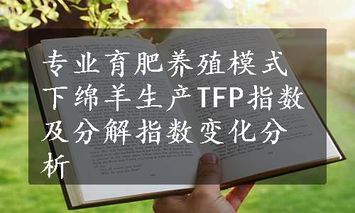 专业育肥养殖模式下绵羊生产TFP指数及分解指数变化分析