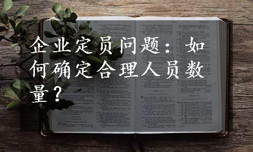 企业定员问题：如何确定合理人员数量？