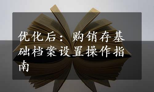 优化后：购销存基础档案设置操作指南