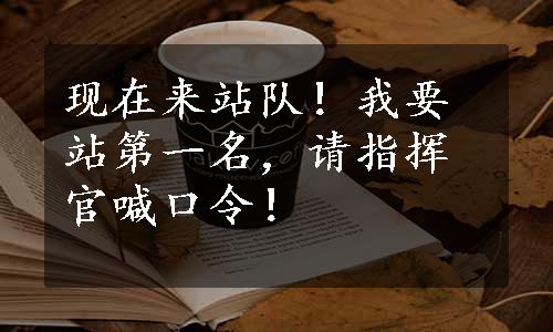 现在来站队！我要站第一名，请指挥官喊口令！