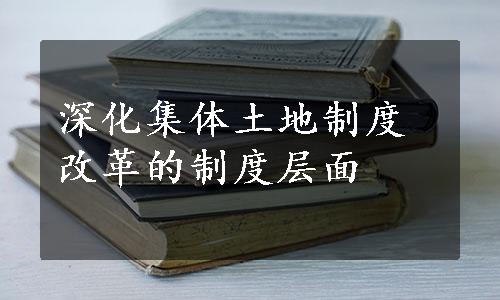 深化集体土地制度改革的制度层面