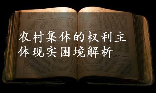 农村集体的权利主体现实困境解析