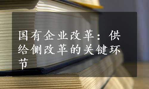 国有企业改革：供给侧改革的关键环节