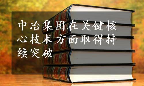 中冶集团在关键核心技术方面取得持续突破