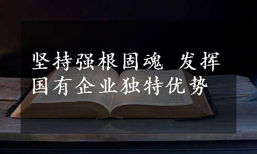 坚持强根固魂 发挥国有企业独特优势