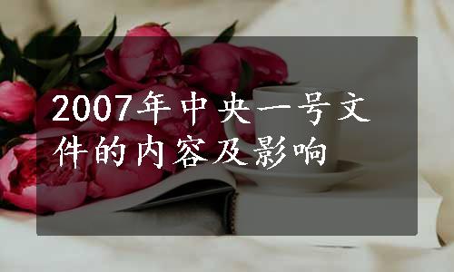 2007年中央一号文件的内容及影响