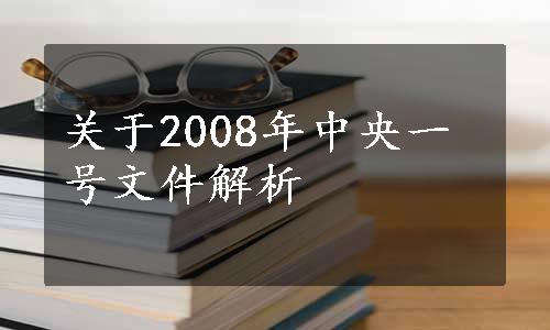 关于2008年中央一号文件解析