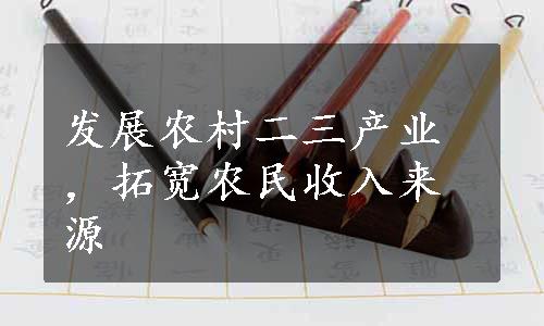 发展农村二三产业，拓宽农民收入来源