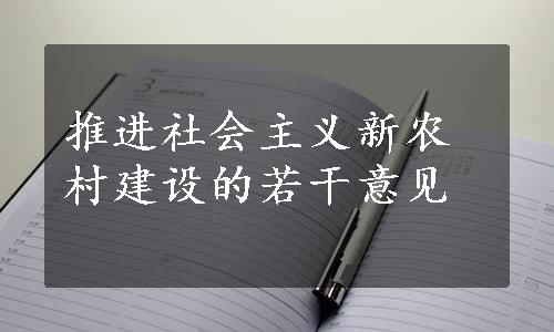 推进社会主义新农村建设的若干意见