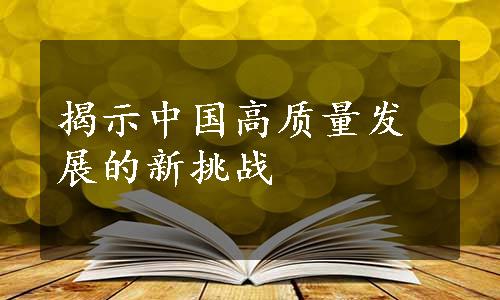 揭示中国高质量发展的新挑战