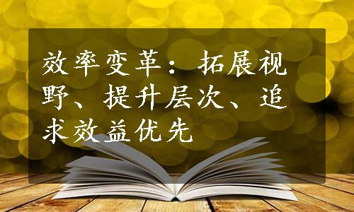 效率变革：拓展视野、提升层次、追求效益优先