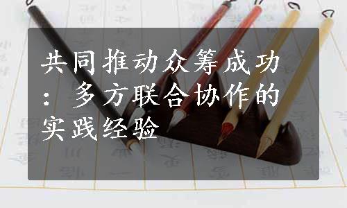 共同推动众筹成功：多方联合协作的实践经验