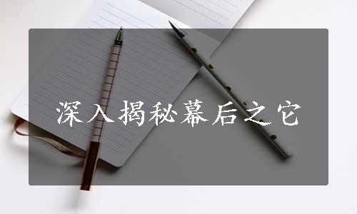 深入揭秘幕后之它