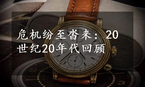 危机纷至沓来：20世纪20年代回顾