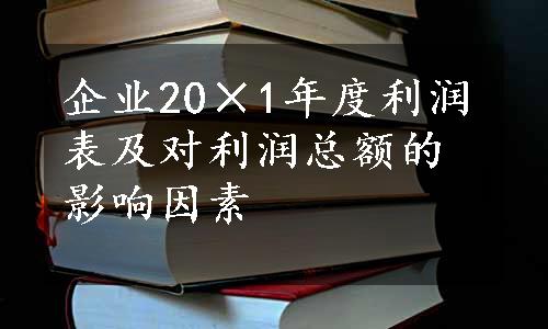 企业20×1年度利润表及对利润总额的影响因素