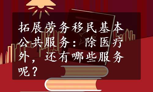 拓展劳务移民基本公共服务：除医疗外，还有哪些服务呢？