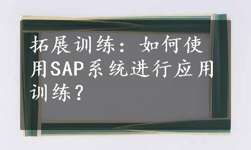 拓展训练：如何使用SAP系统进行应用训练？