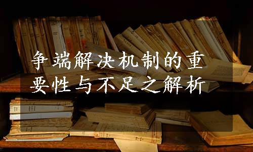 争端解决机制的重要性与不足之解析