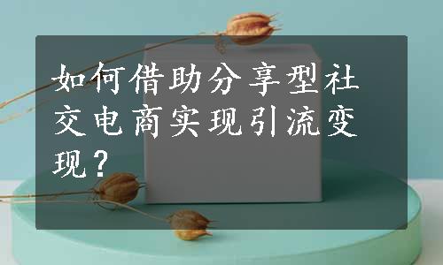 如何借助分享型社交电商实现引流变现？