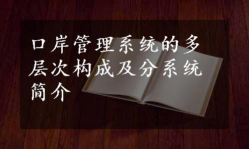 口岸管理系统的多层次构成及分系统简介