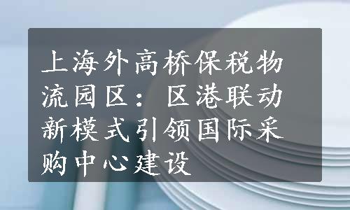 上海外高桥保税物流园区：区港联动新模式引领国际采购中心建设