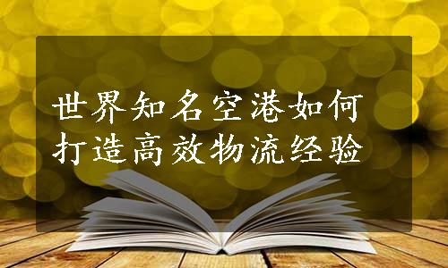 世界知名空港如何打造高效物流经验