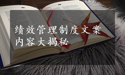 绩效管理制度文案内容大揭秘