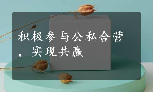 积极参与公私合营，实现共赢