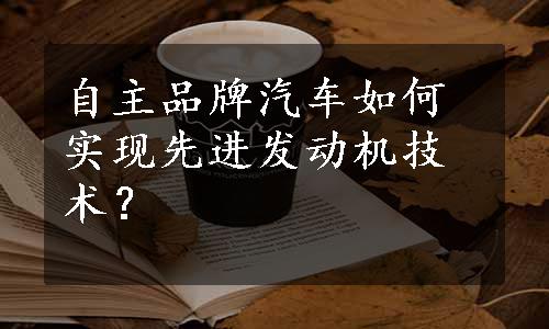 自主品牌汽车如何实现先进发动机技术？