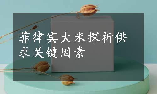 菲律宾大米探析供求关键因素