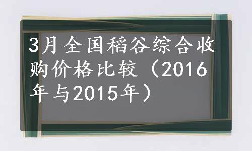 3月全国稻谷综合收购价格比较（2016年与2015年）