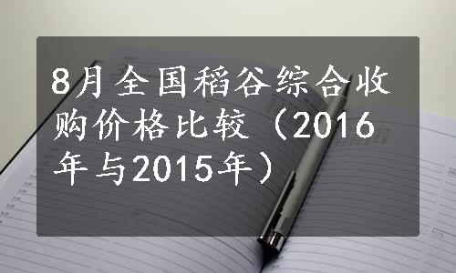 8月全国稻谷综合收购价格比较（2016年与2015年）