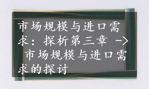 市场规模与进口需求：探析第三章 -> 市场规模与进口需求的探讨