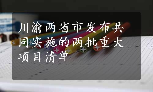 川渝两省市发布共同实施的两批重大项目清单