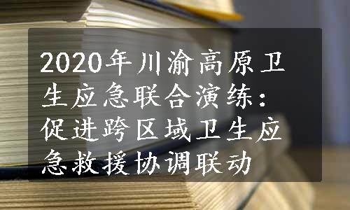 2020年川渝高原卫生应急联合演练：促进跨区域卫生应急救援协调联动