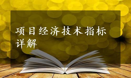 项目经济技术指标详解