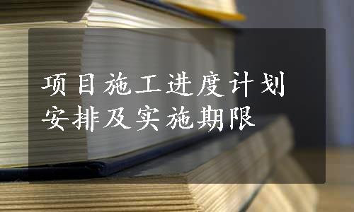 项目施工进度计划安排及实施期限