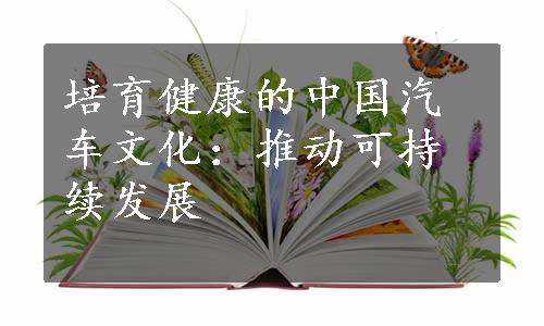 培育健康的中国汽车文化：推动可持续发展