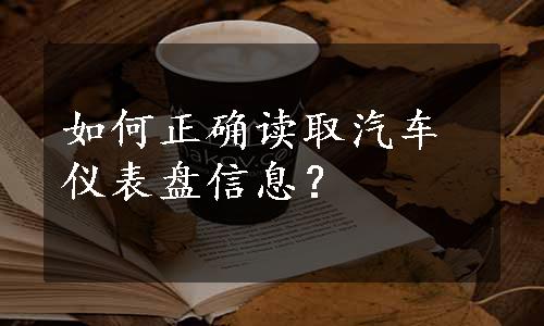 如何正确读取汽车仪表盘信息？