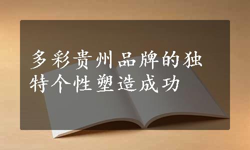 多彩贵州品牌的独特个性塑造成功