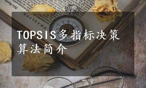 TOPSIS多指标决策算法简介