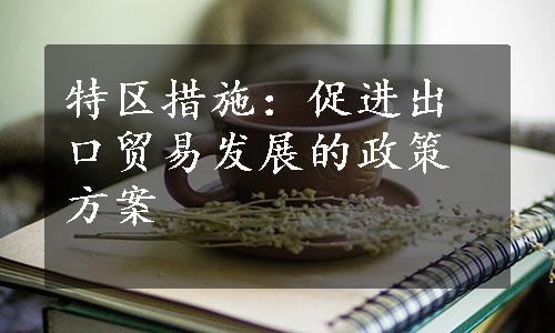 特区措施：促进出口贸易发展的政策方案