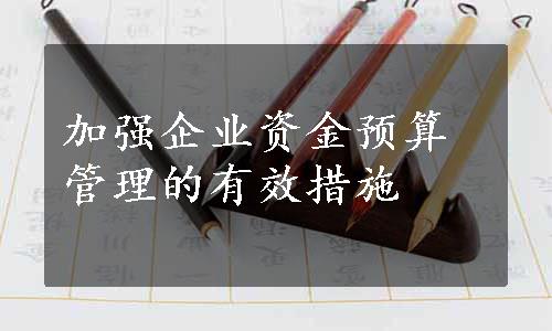 加强企业资金预算管理的有效措施